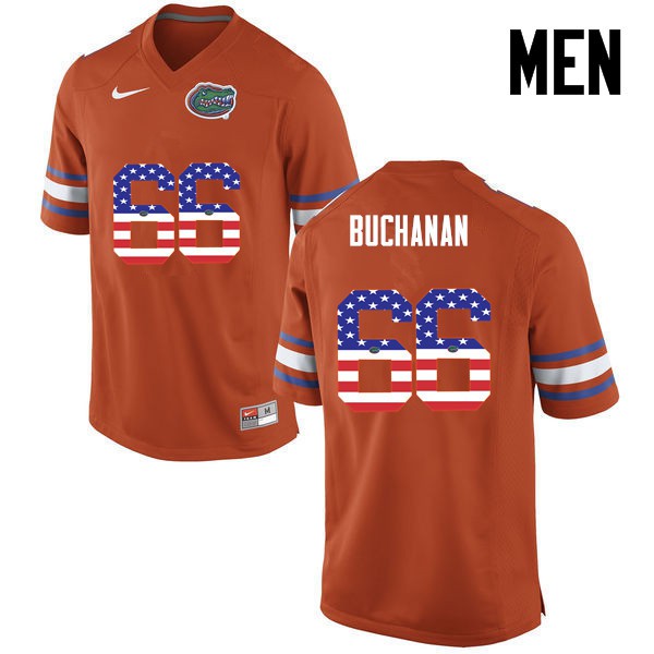 Florida Gators Men #66 Nick Buchanan College Football Jersey USA Flag Fashion Orange